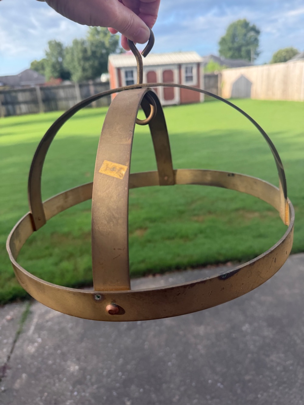Vintage Solid Brass Dome Pot Utensil Hanging Rack S Hooks Not Included